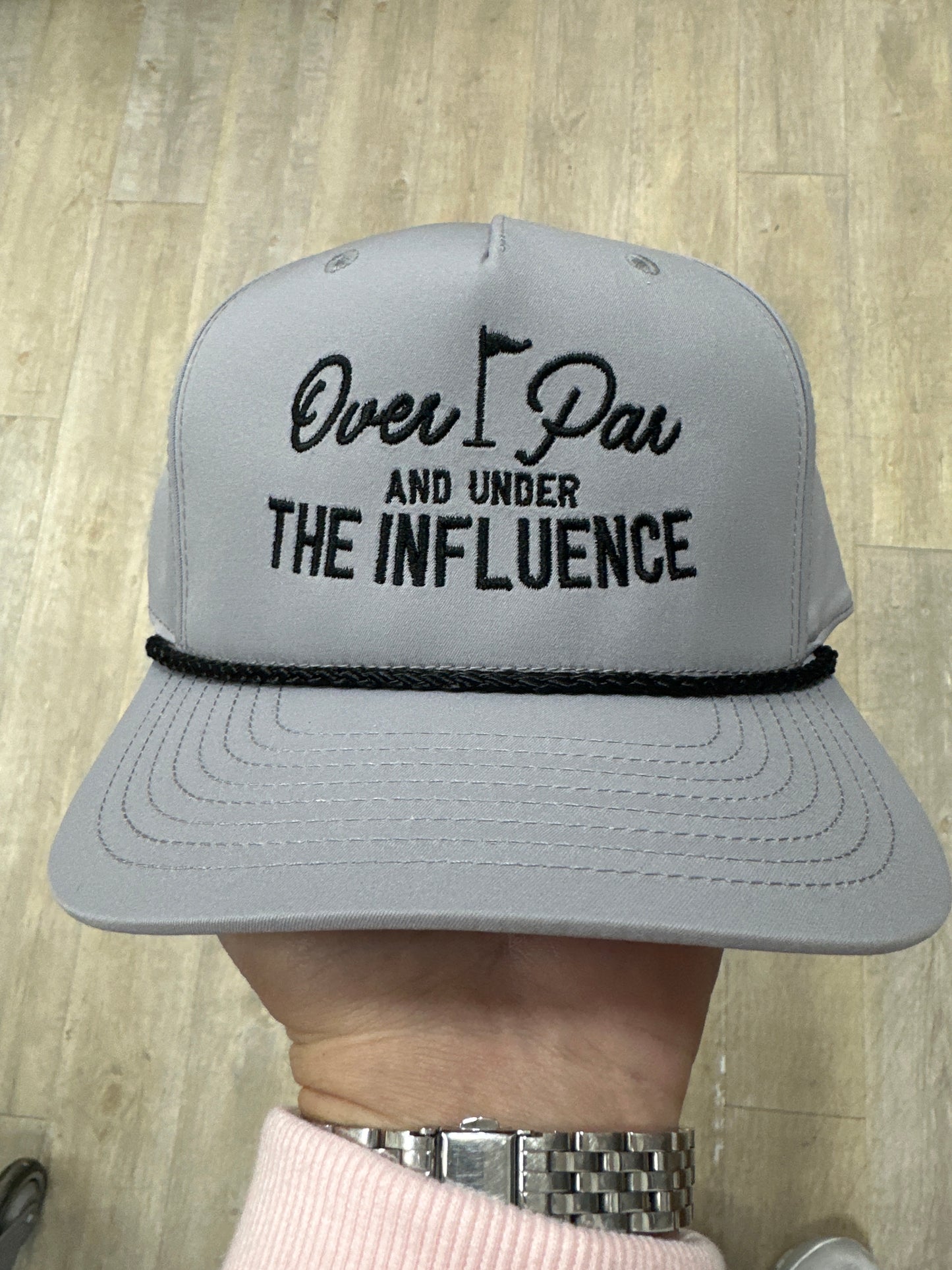 GRAY WITH BLACK ROPE HAT - OVER PAR AND UNDER INFLUENCE BLACK