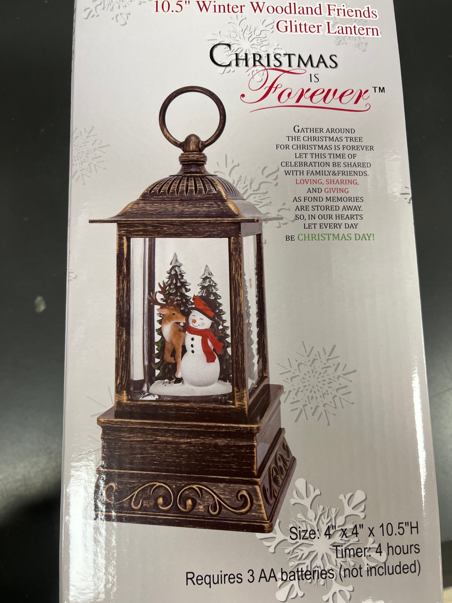 10.5" WINTER WOODLAND FRIENDS GLITTER LANTERN