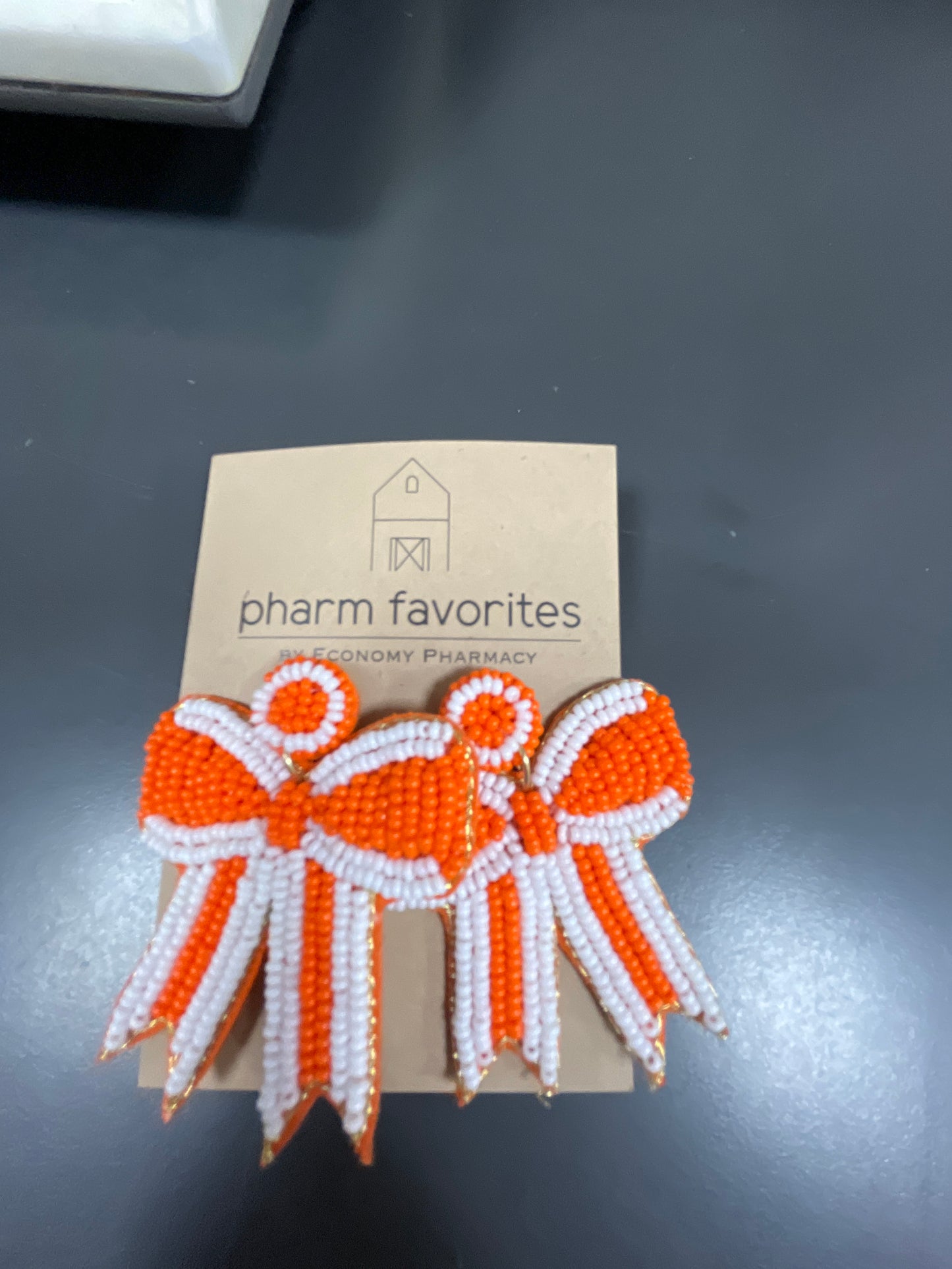 SEED BEAD BOW 2.75" GAME DAY EARRING