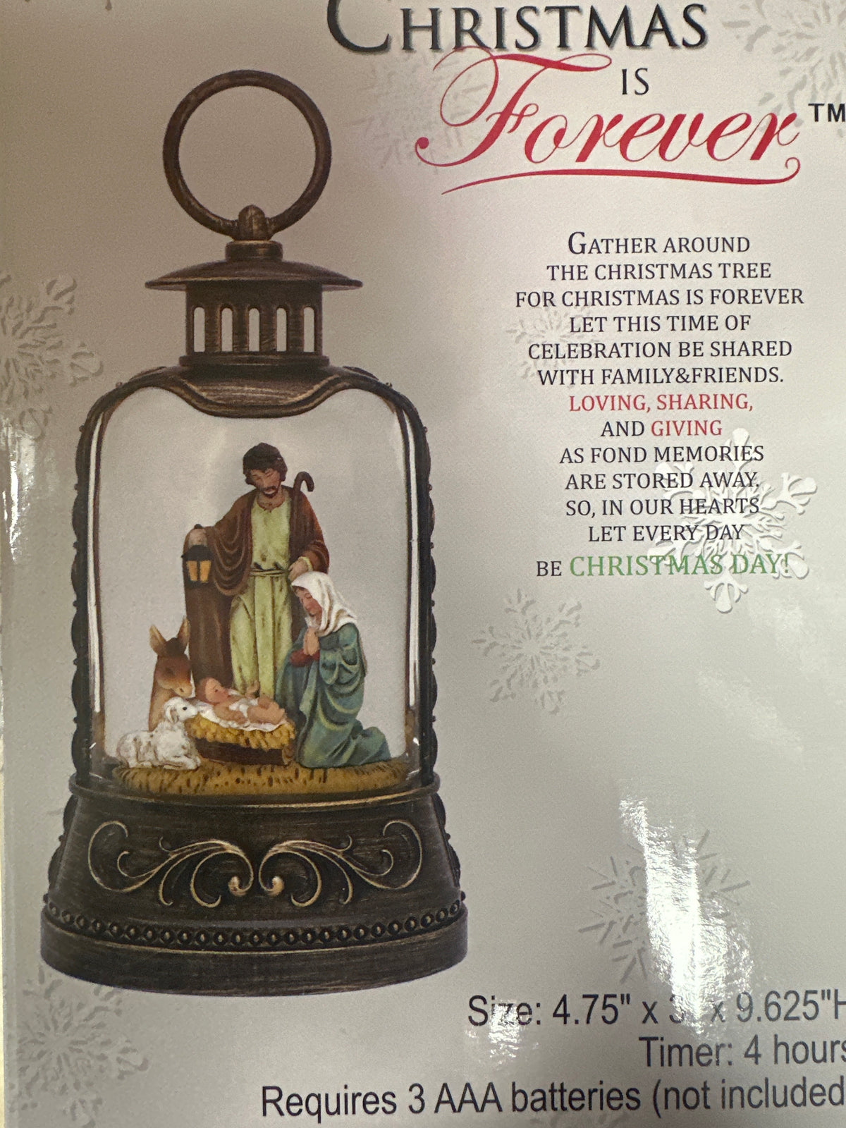 9.625" HEAVENLY MANGER GLITTER LANTERN