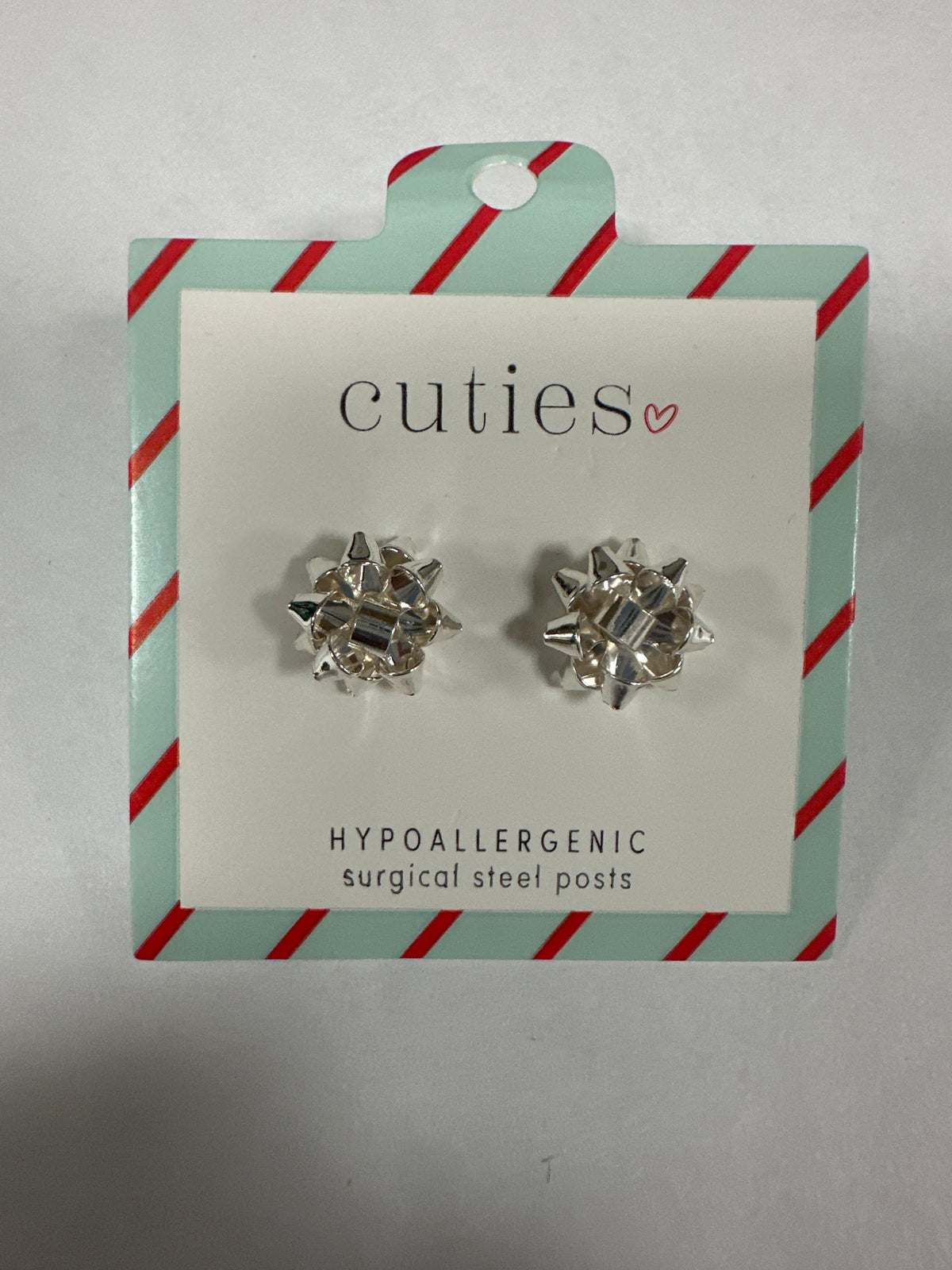 BRIGHT SILVER BOWS EARRINGS