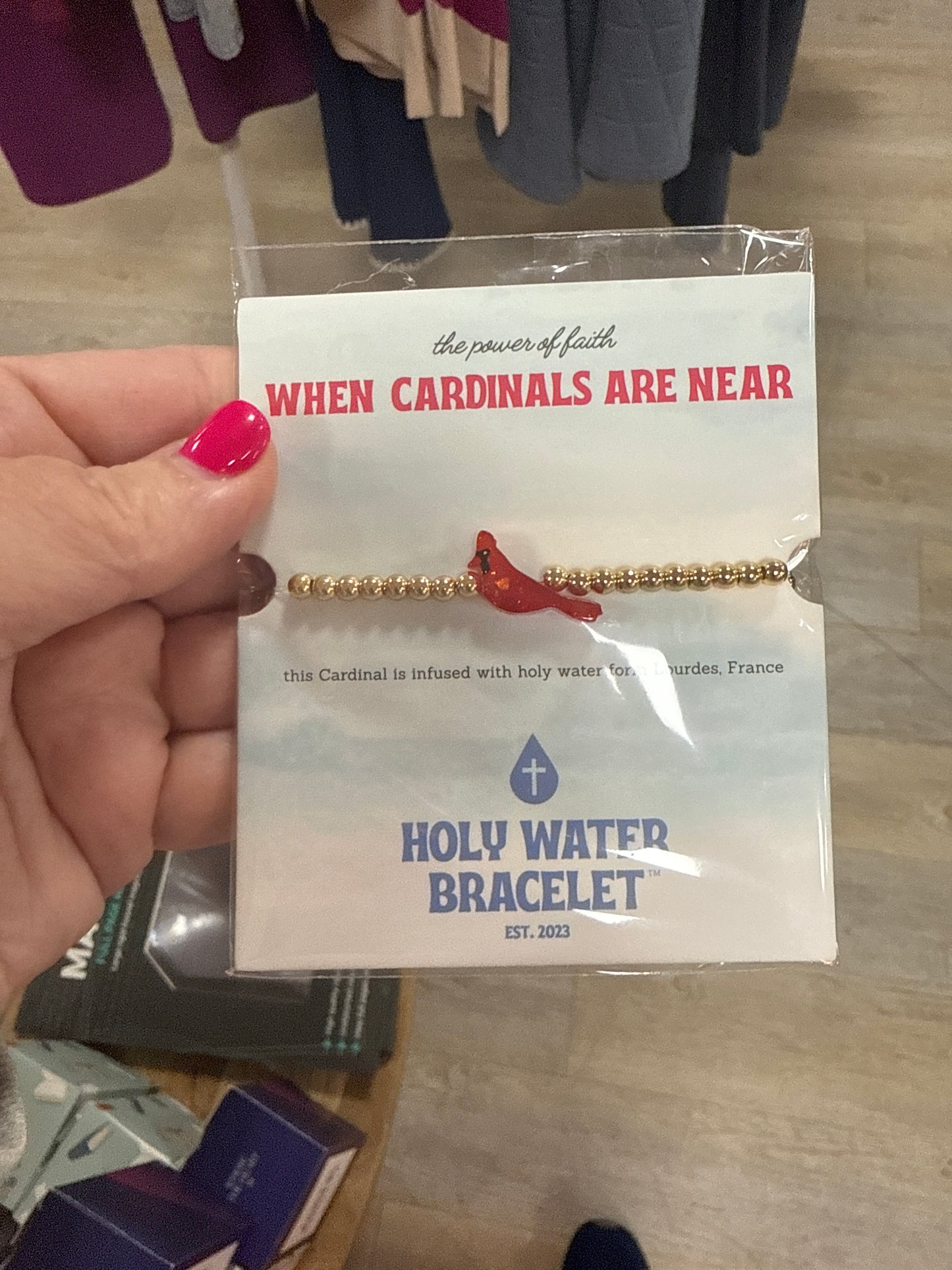 HOLY WATER RED CARDINAL BRACELET IN GOLD