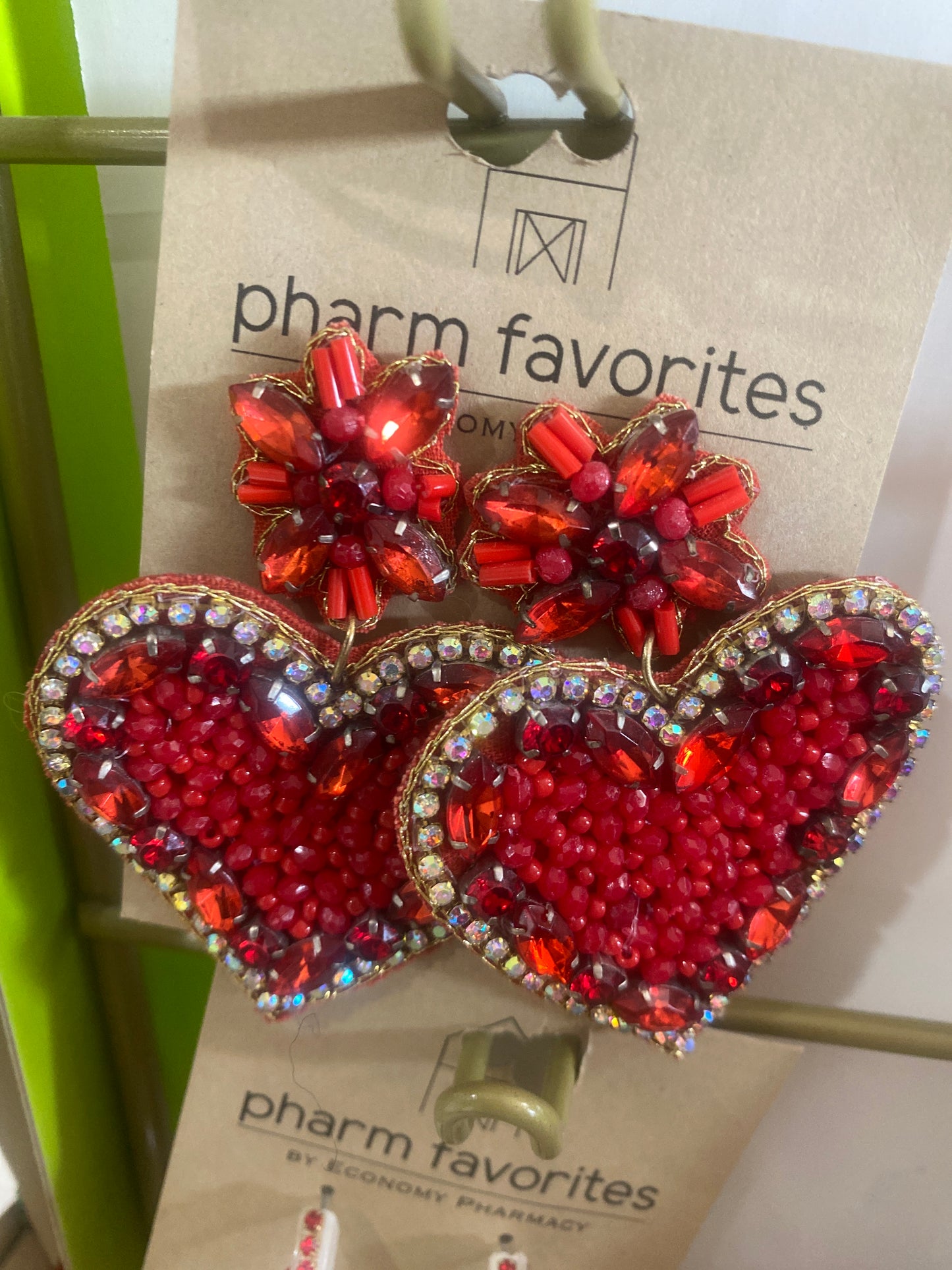 BURNING LOVE HEART EARRINGS - NATURAL MULTICOLORS