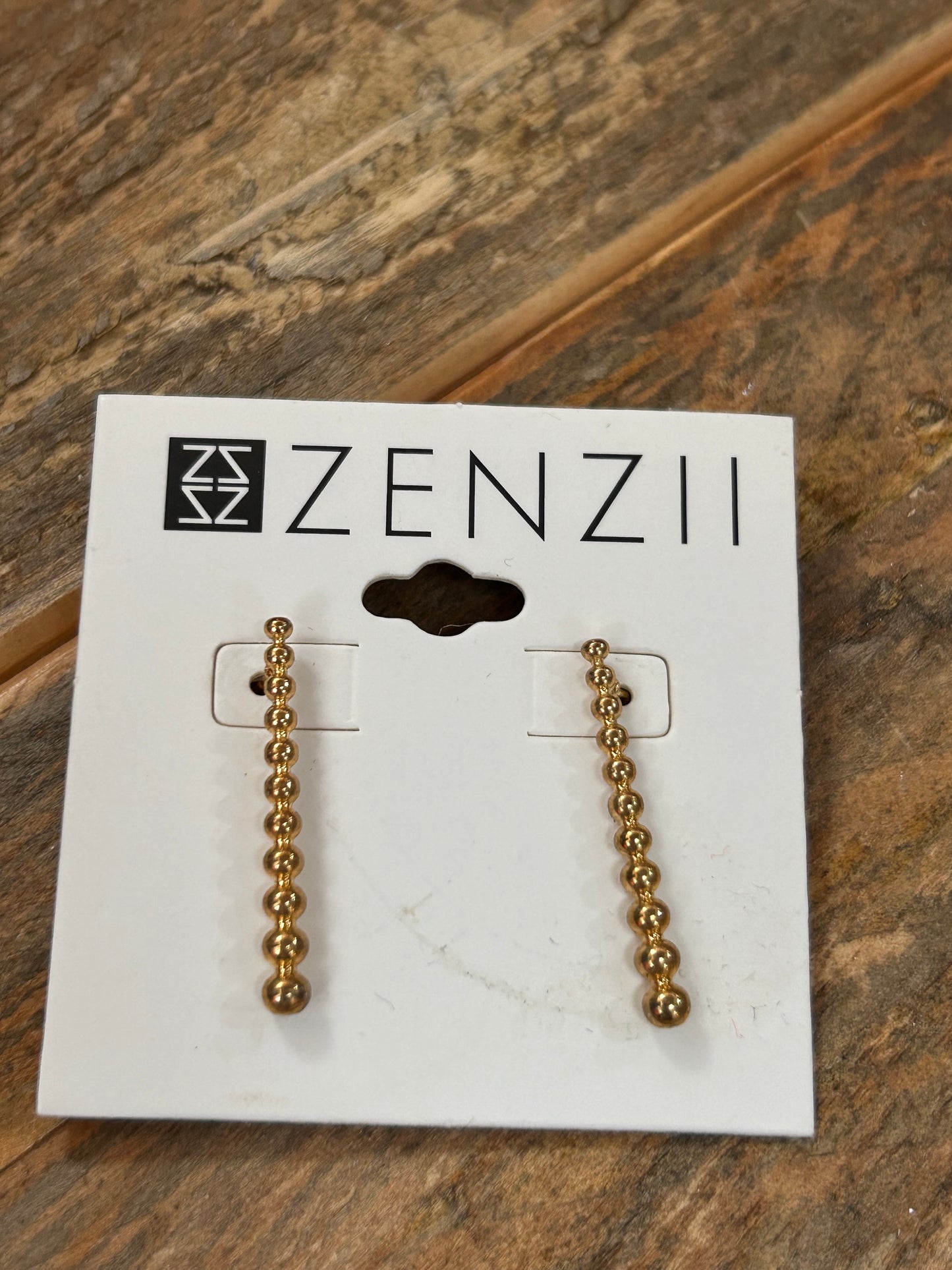 GRADUATED METAL BEAD DROP EARRINGS - GOLD