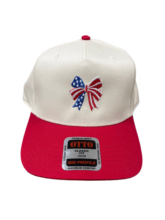 IVORY & RED HAT WITH STARS & STRIPES BOW