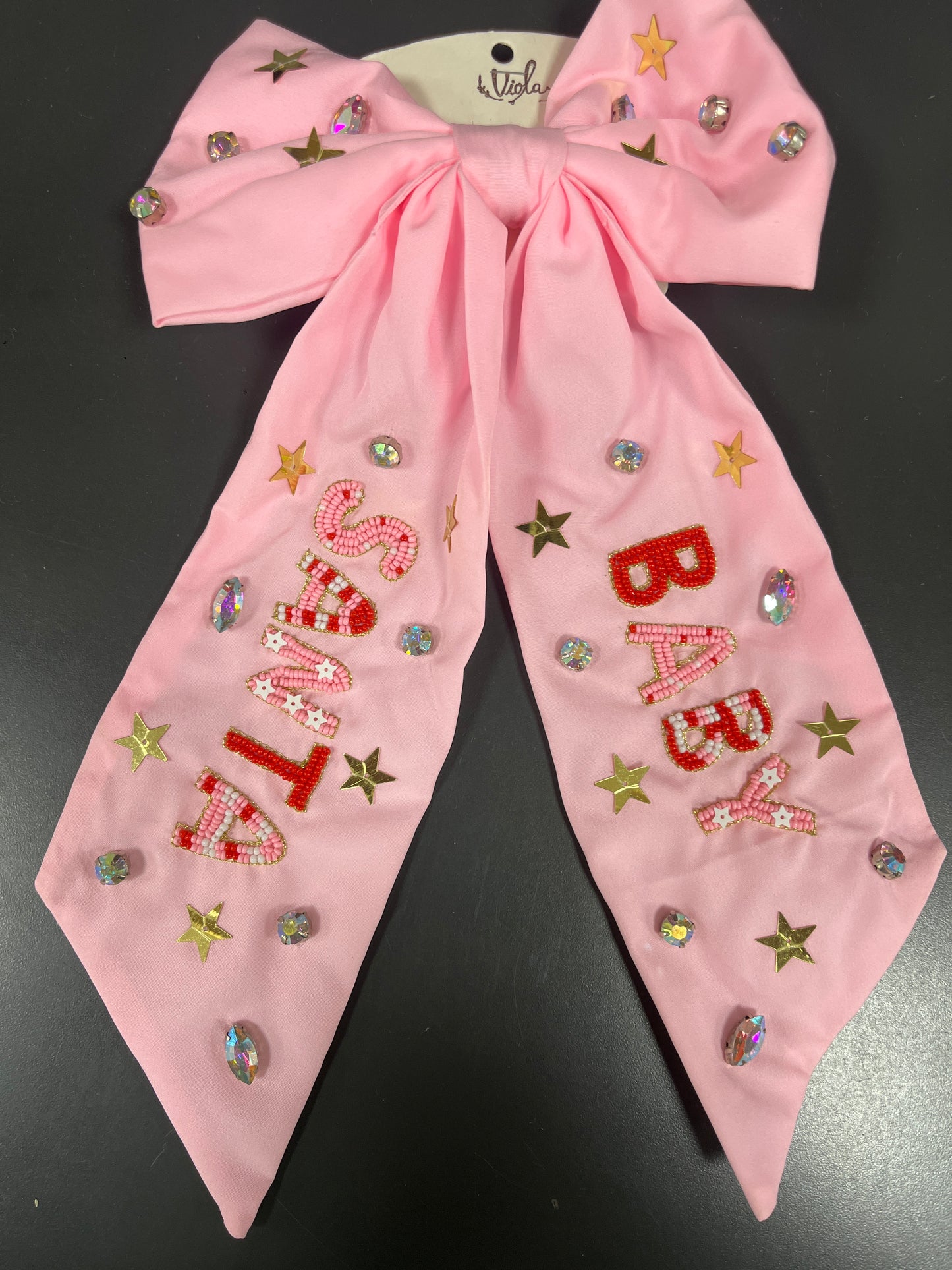 SANTA BABY HAIR BOW - PINK