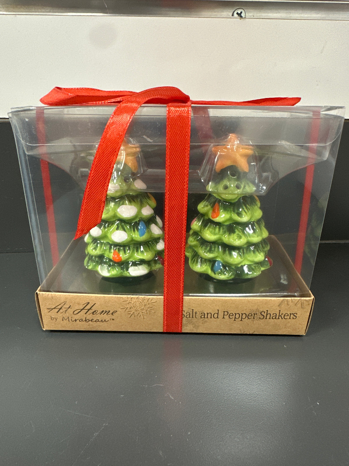 CERAMIC CHRISTMAS TREES SALT & PEPPER SHAKERS - 2 PC. SET