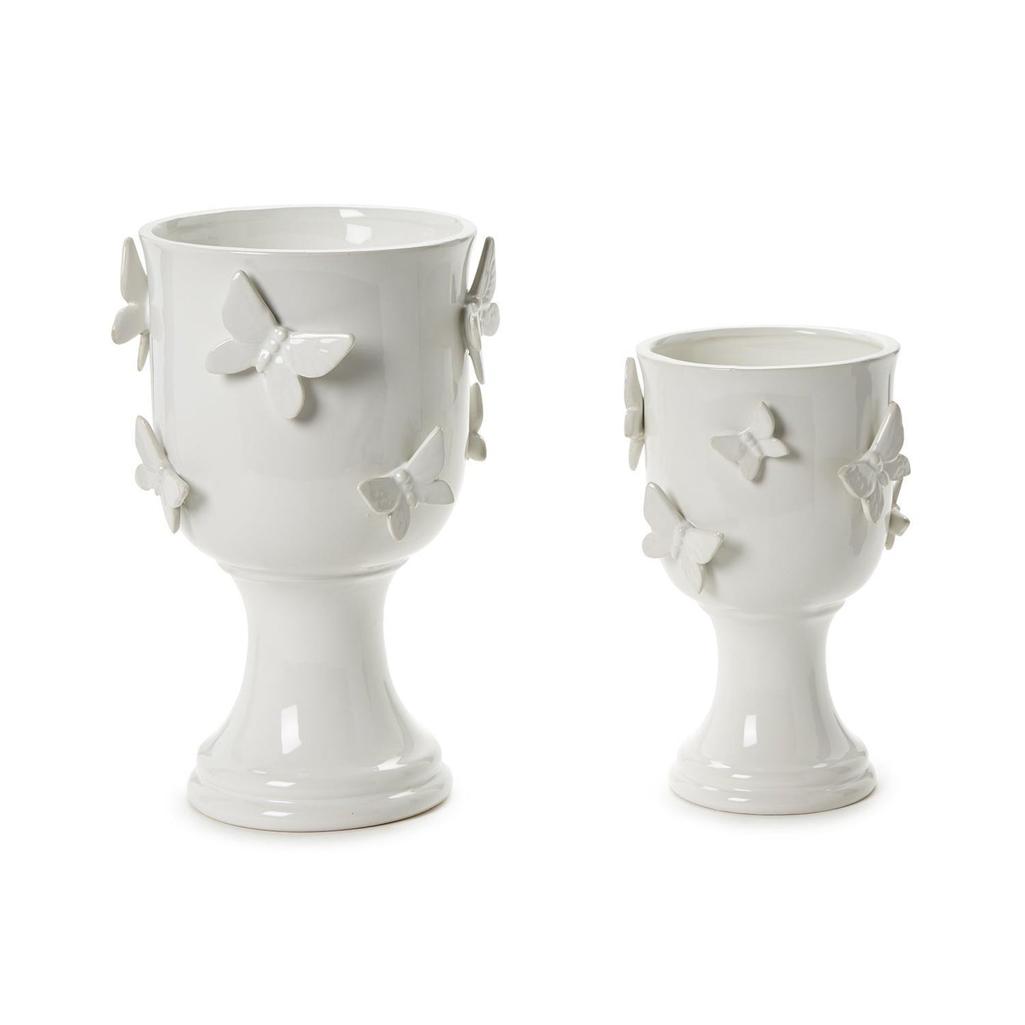 BUTTERFLY PEDESTAL CACHEPOT W/SCULPTED BUTTERFLIES