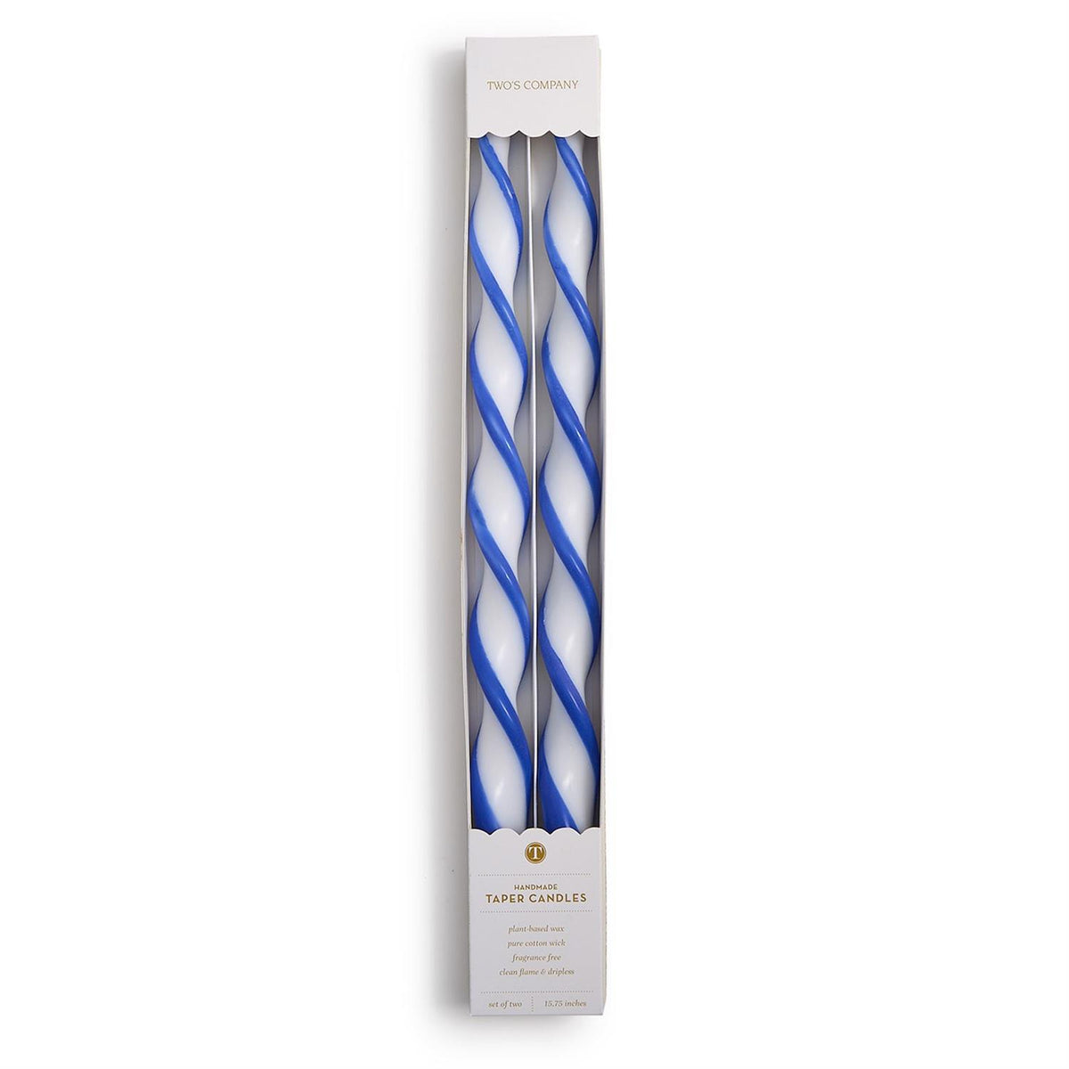 BLUE RIBBON 15 3/4" TWIST TAPER CANDLES - SET OF 2