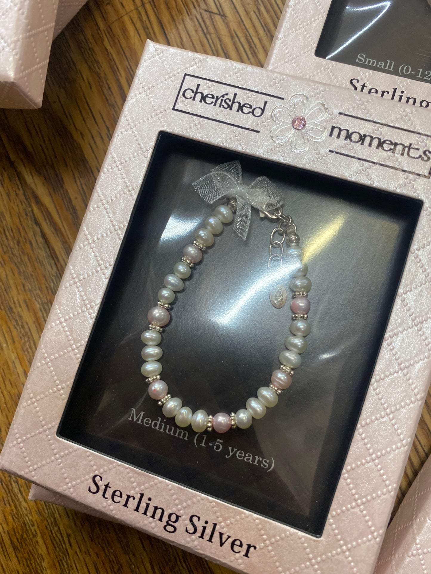 ADDIE - SLVR BRCLT W/PNK & WHT PEARLS - MD