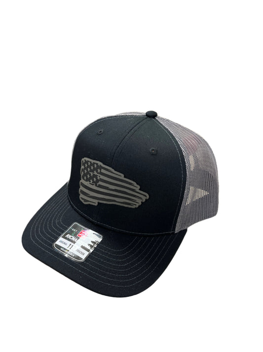 BLACK & GRAY HAT WITH FLAG PATCH