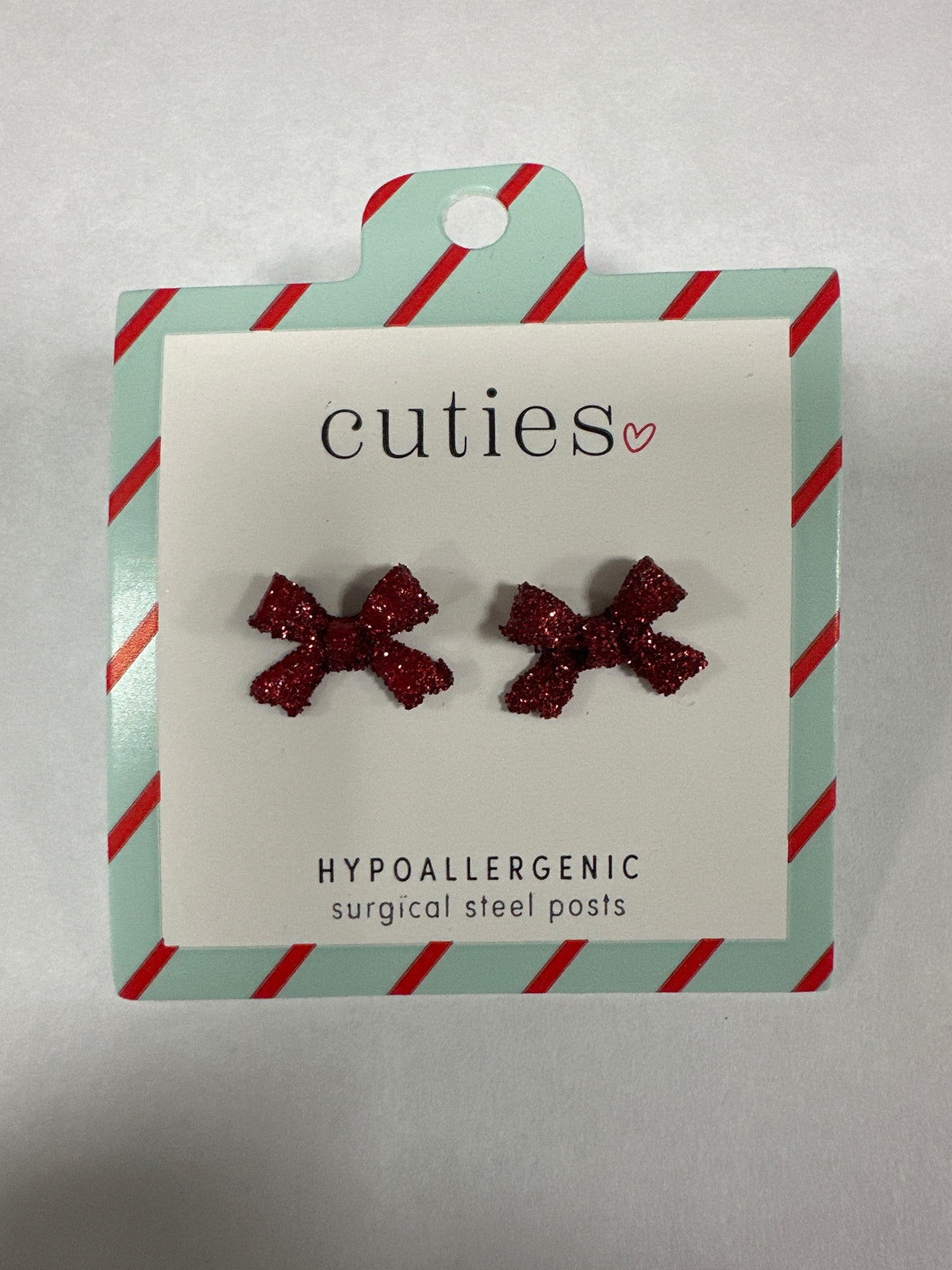 RED GLITTER BOWS EARRINGS