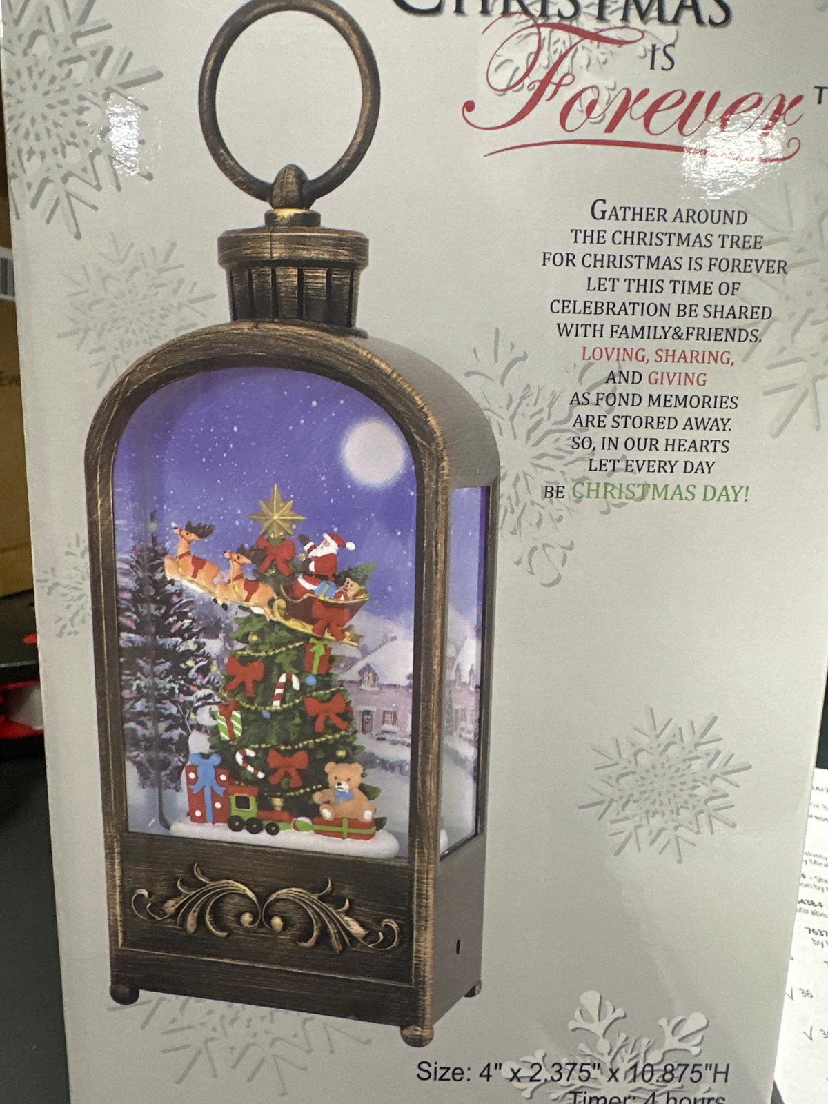 10.875" SANTA'S CHRISTMAS EVE DOME GLITTER LANTERN