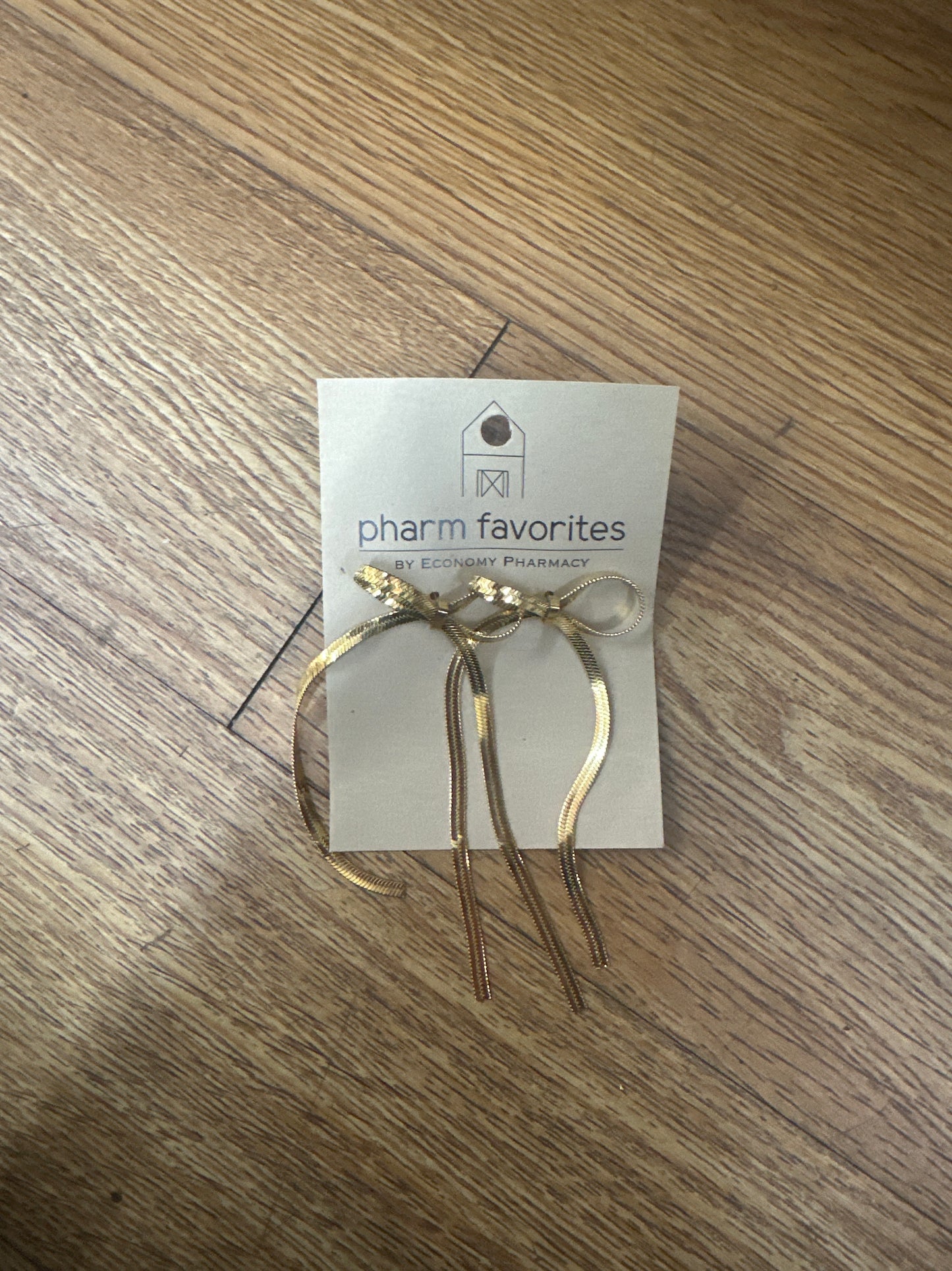 18K GOLD PLATED SS BOW STUD 3" EARRINGS