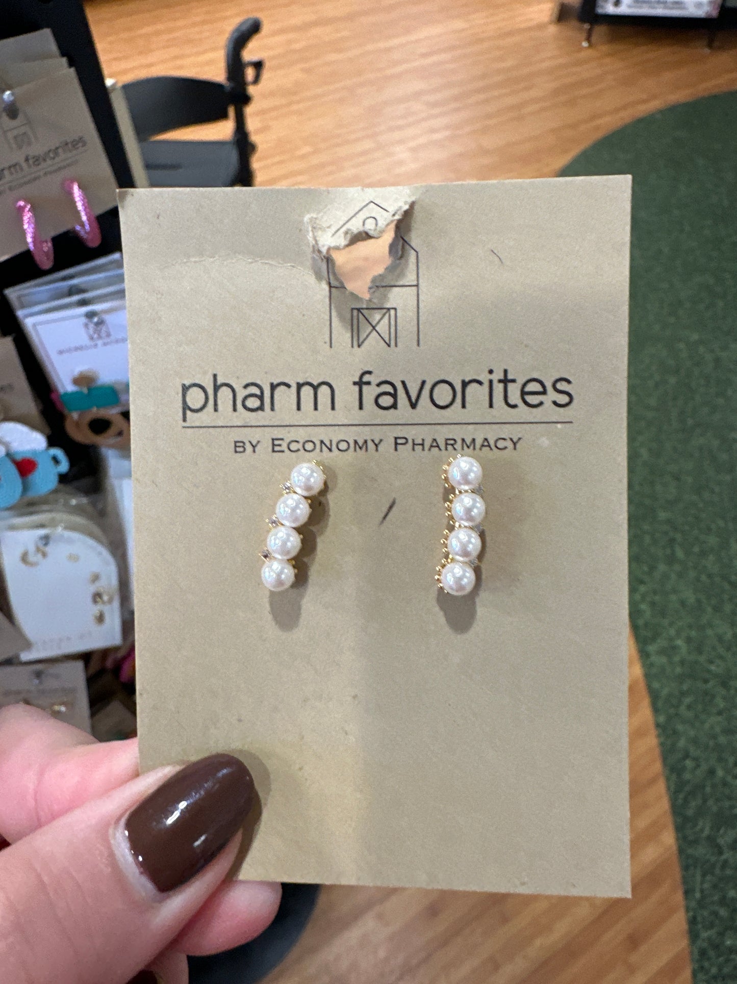 4 PEARL DROP STUD EARRINGS