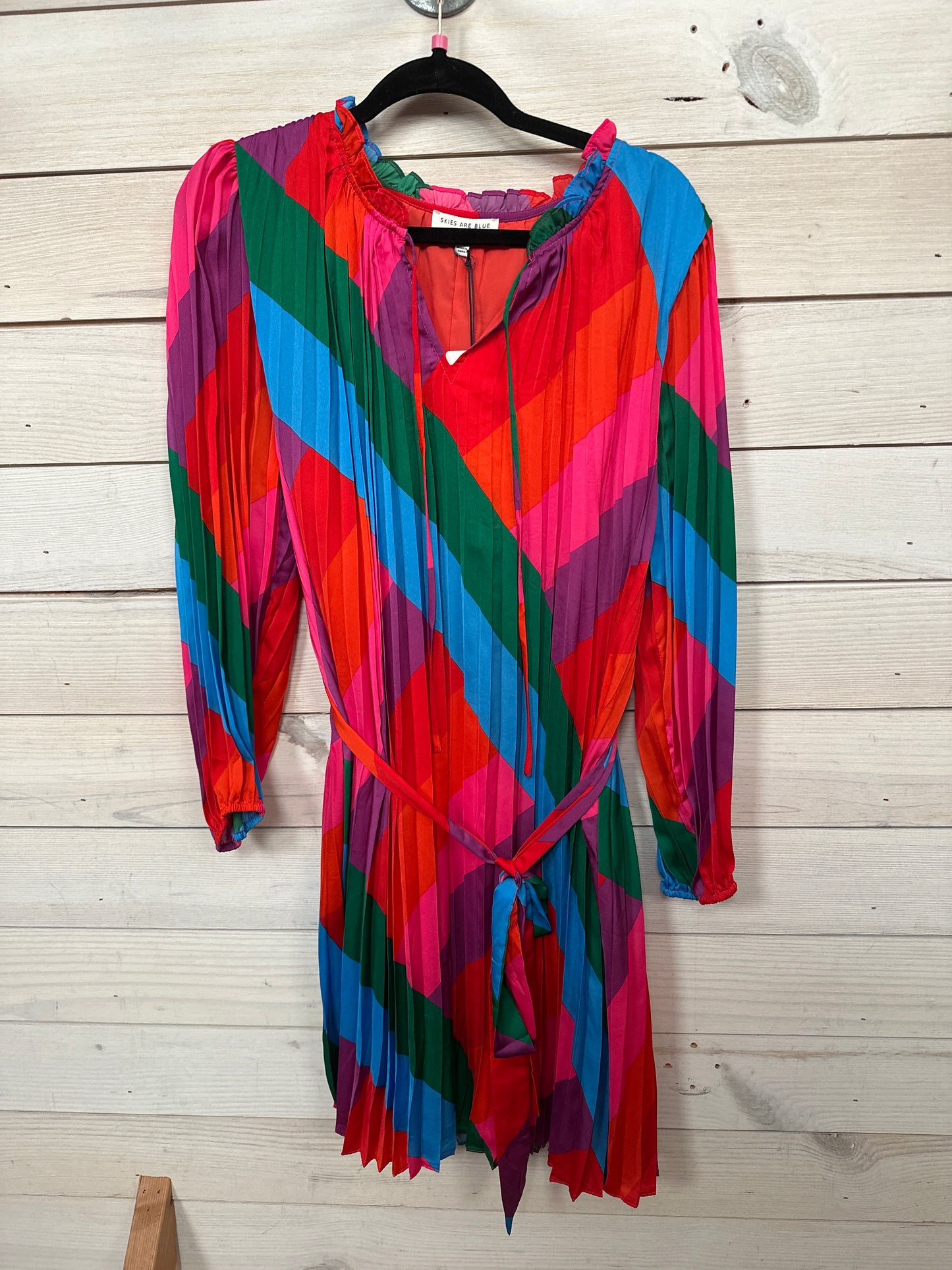 STRIPED MULTICOLOR LONG SLV DRESS