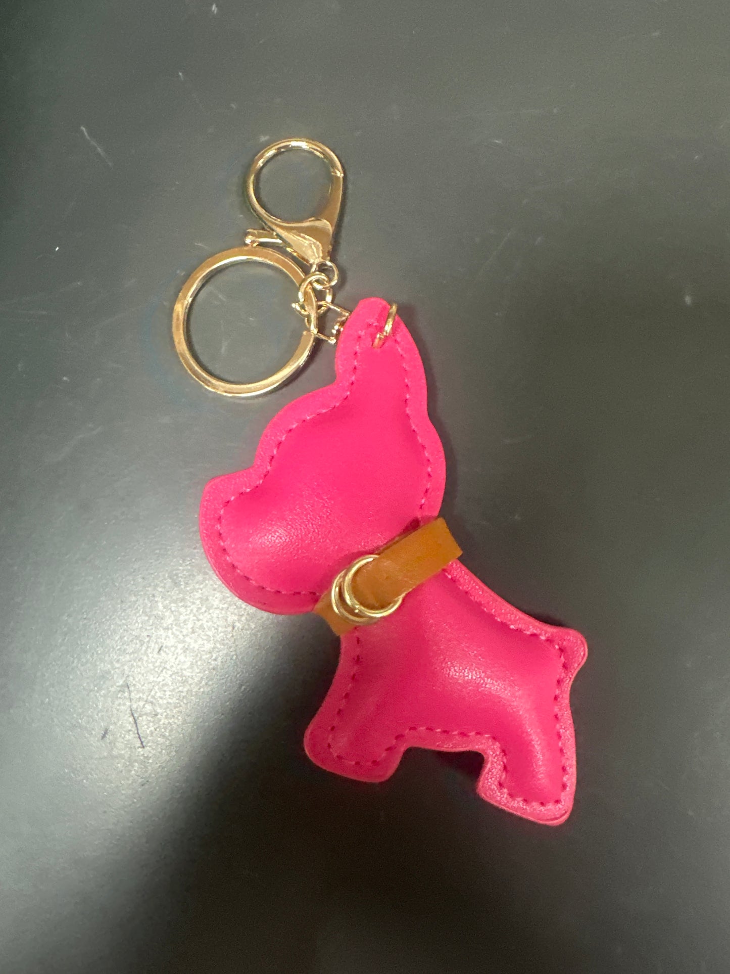 VEGAN LEATHER HOT PINK DOG PURSE CHARM
