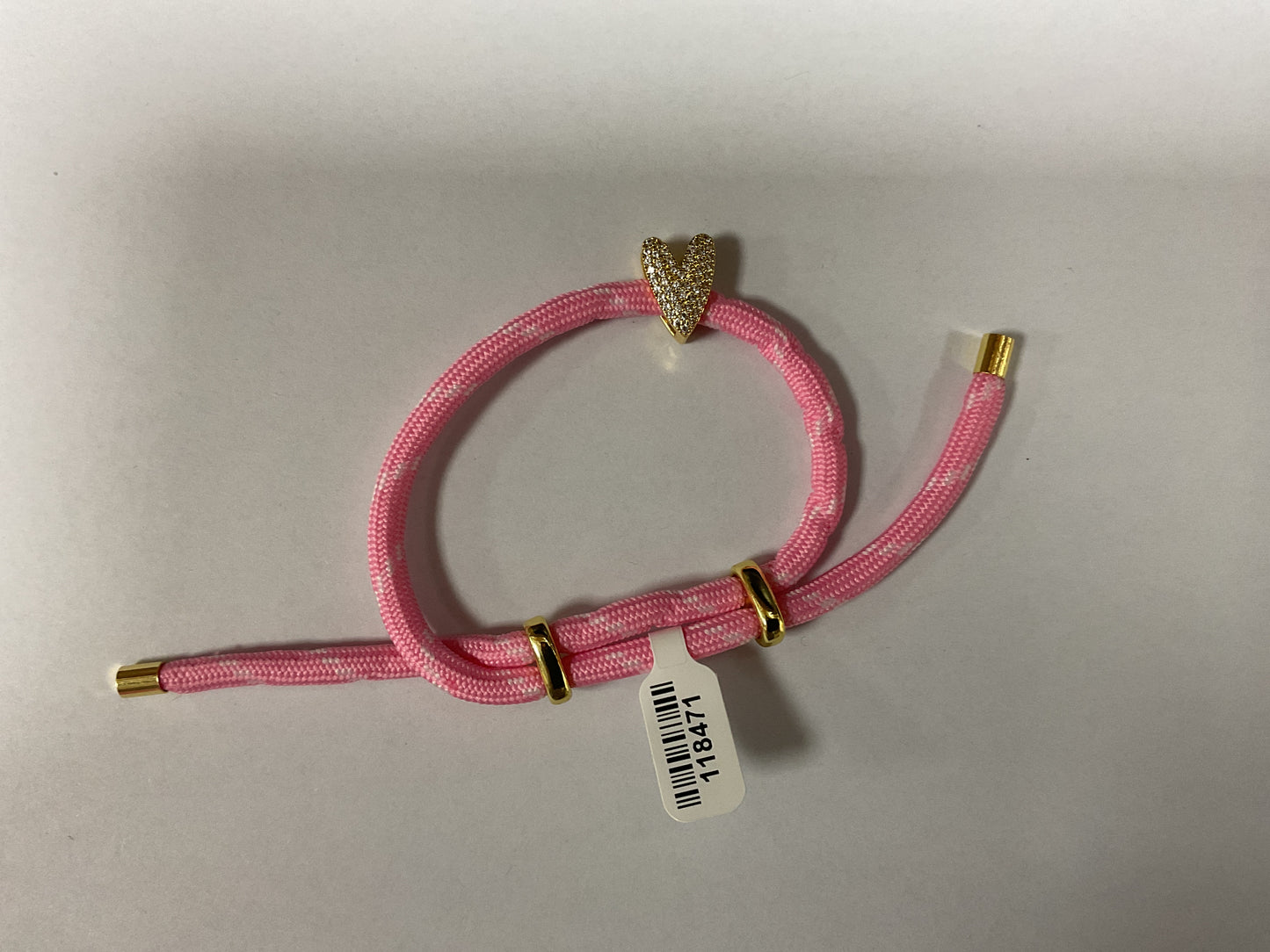 CORD BRACELET WITH PAVE HEART SLIDE CHARM