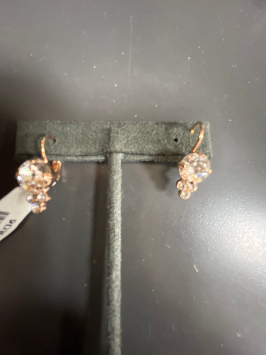 MARIANA EARRINGS - RG - LARGE CLEAR STONE WITH TRIPLE CLUSTER CLEAR STONE