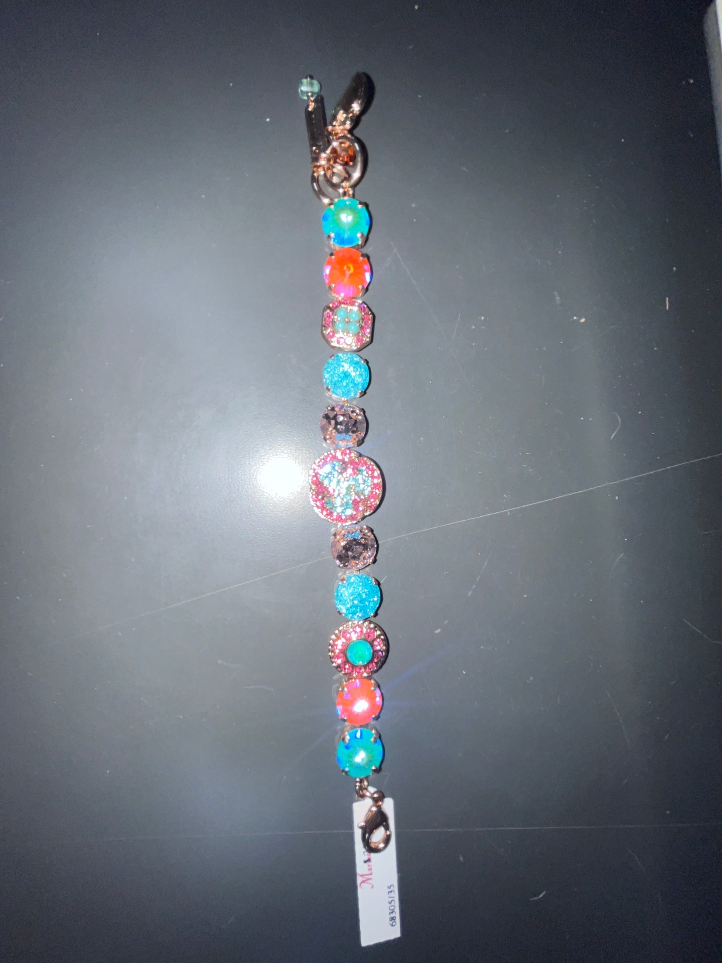 MARIANA - BRACELET - ROSE GOLD - PINK AND TURQUOISE MEDALLION