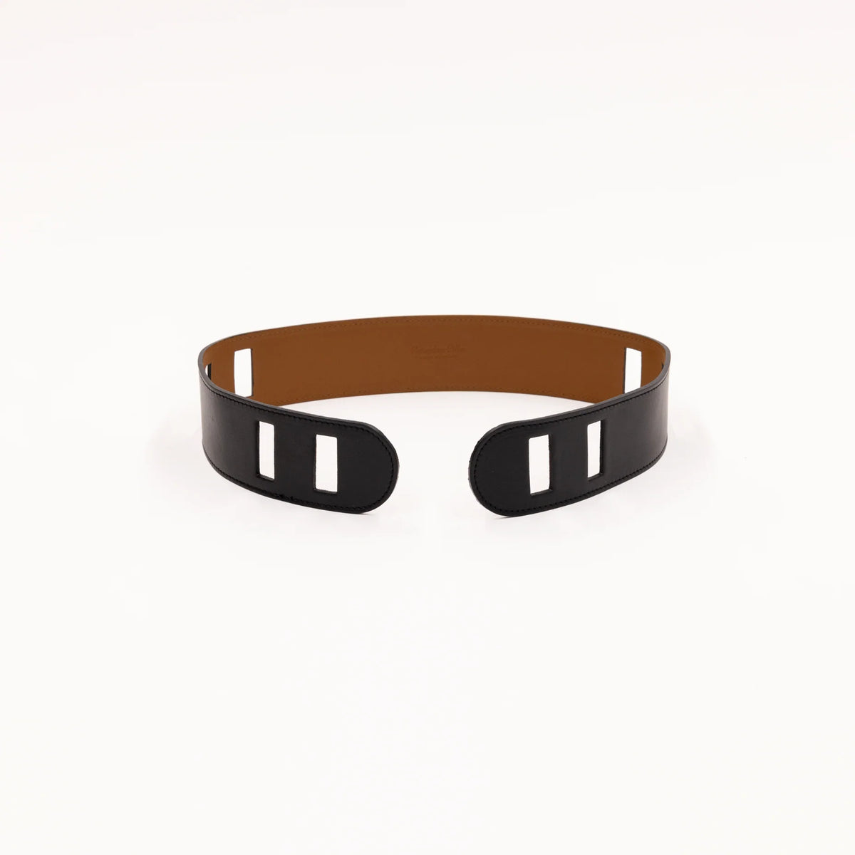 WIDE SATURDAY SCARF REVERSIBLE LEATHER BELT - BLACK + BROWN