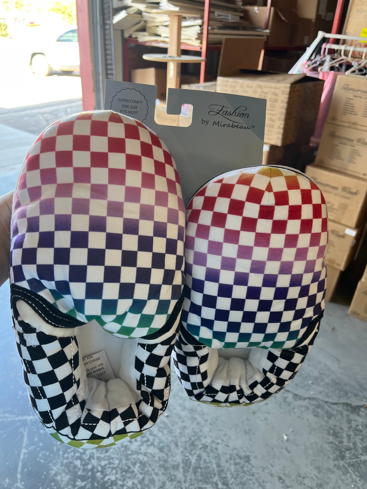 Multi-Color Checkered Oversized Sneakers Slippers