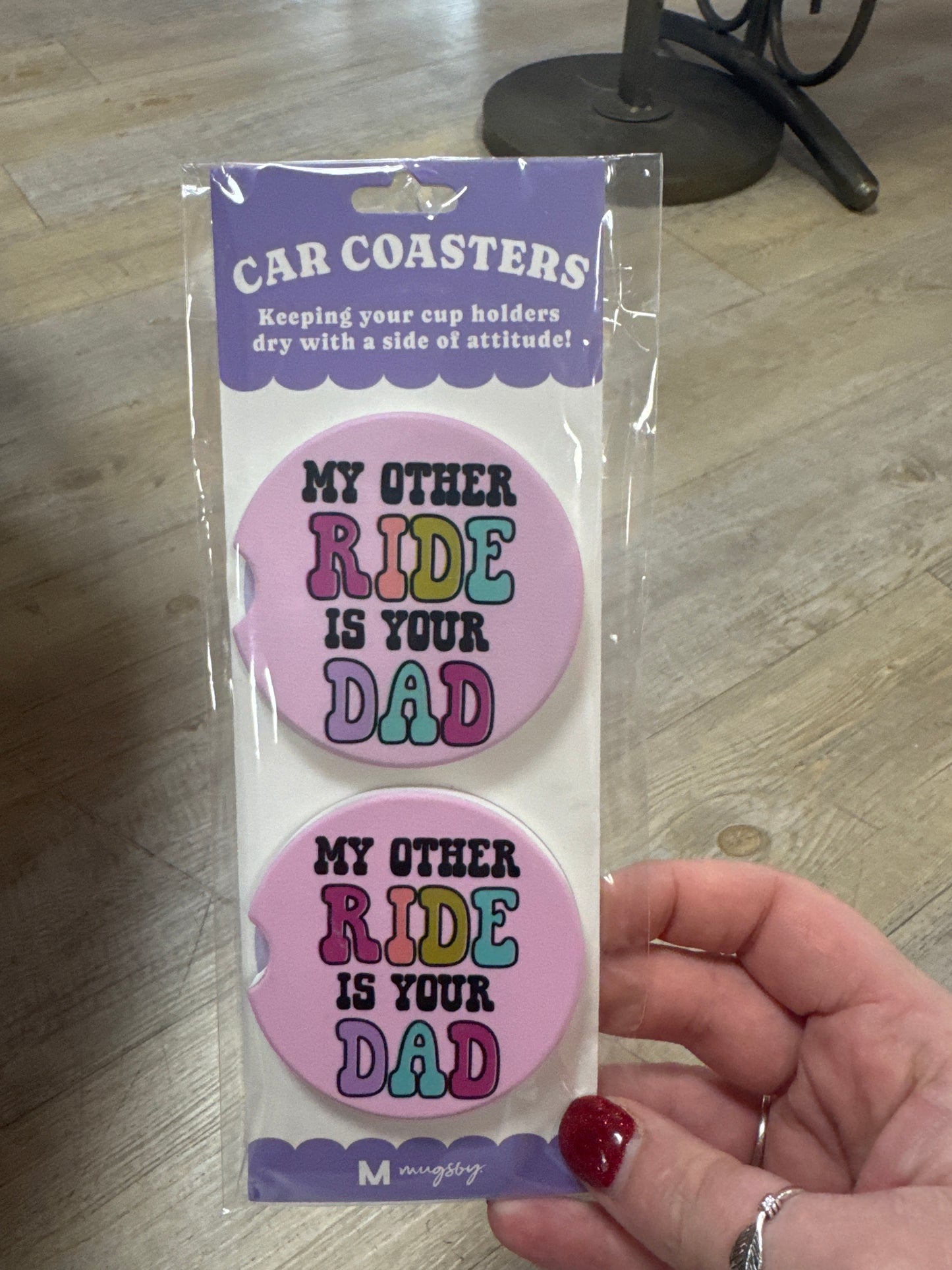 CAR COASTERS - 2PC - MY OTHER RIDE IS YOUR DAD