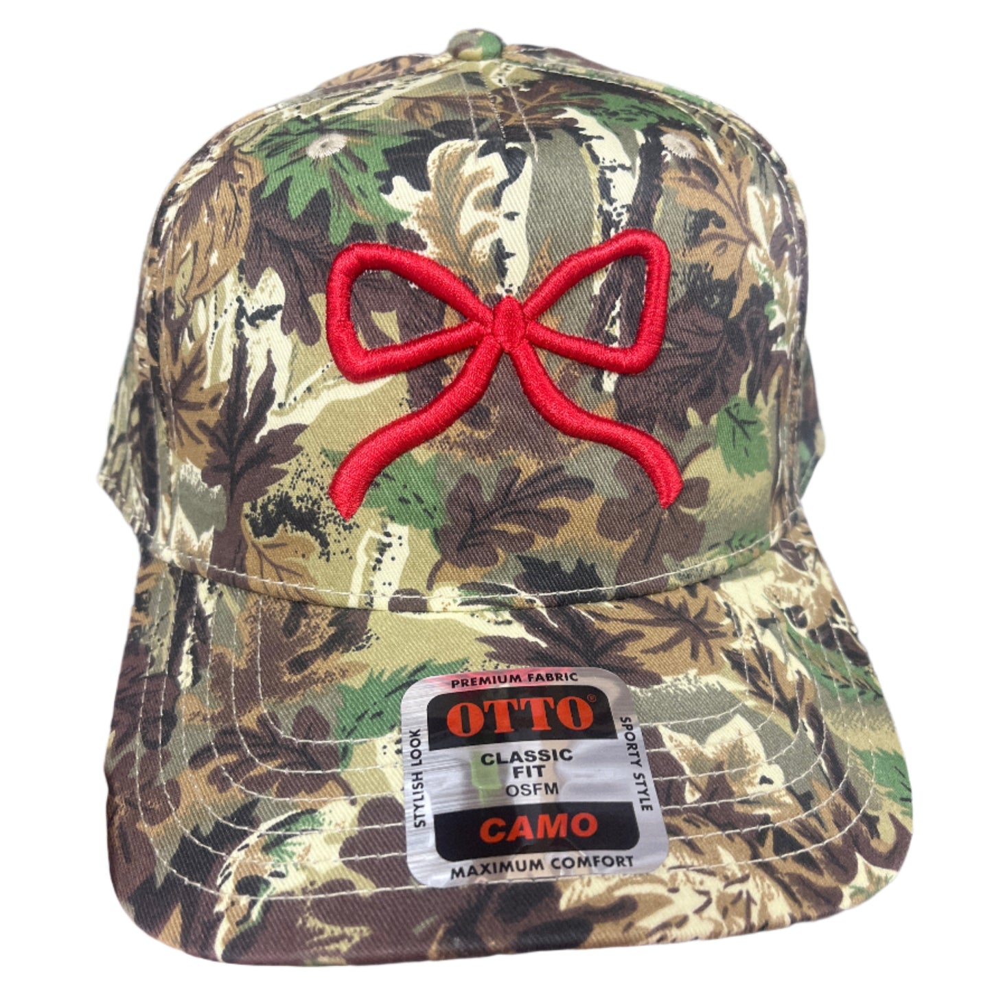 CAMO HAT W/RED BOW