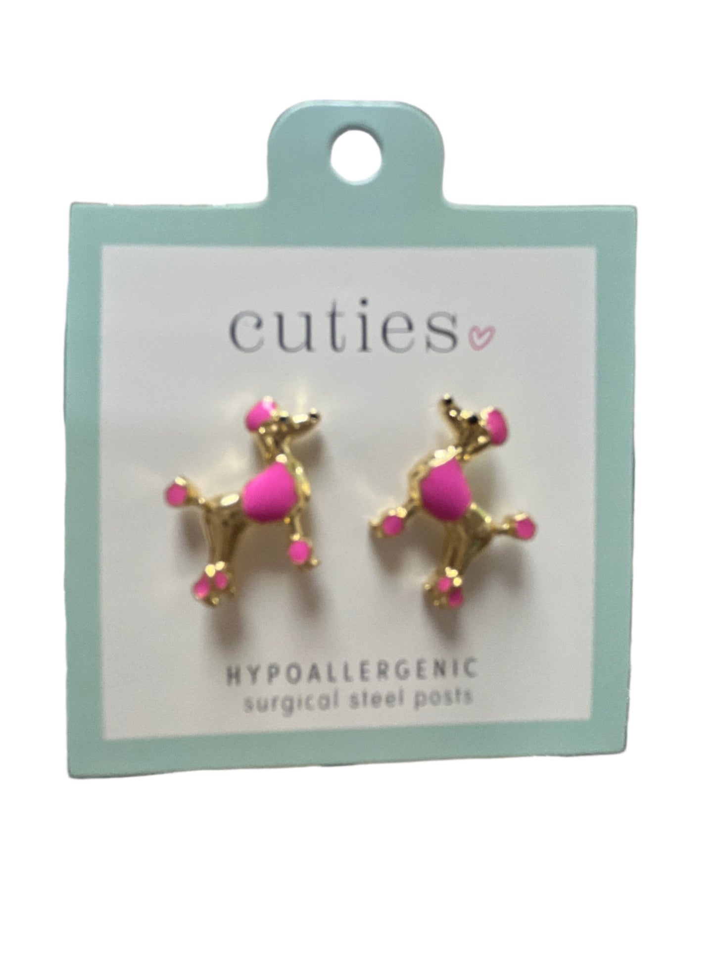 PINK & GOLD POODLE EARRINGS
