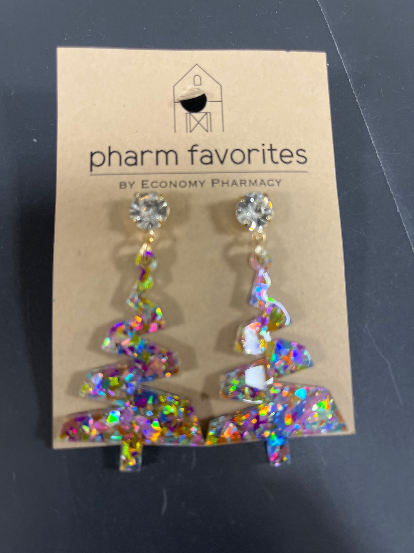 Glitter Acrylic Zig Zag Christmas Tree Earrings