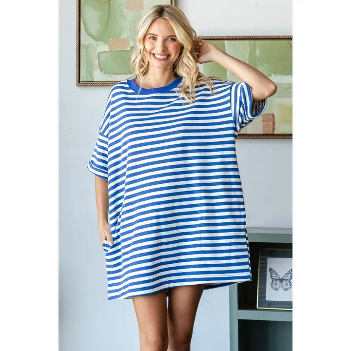 STRIPED OVERSIZED TEE DRESS
