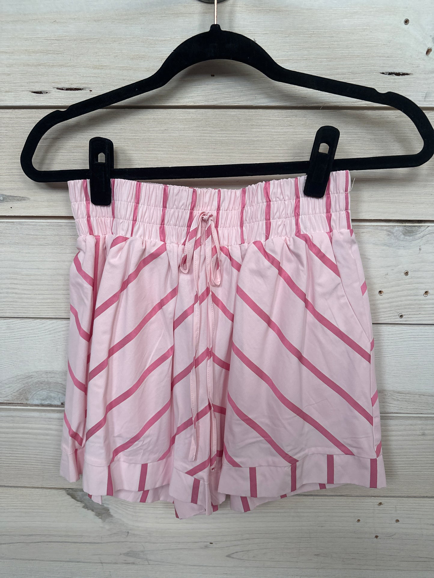 LIGHT PINK W/ PINK STRIPES 2PC SHORTS SET