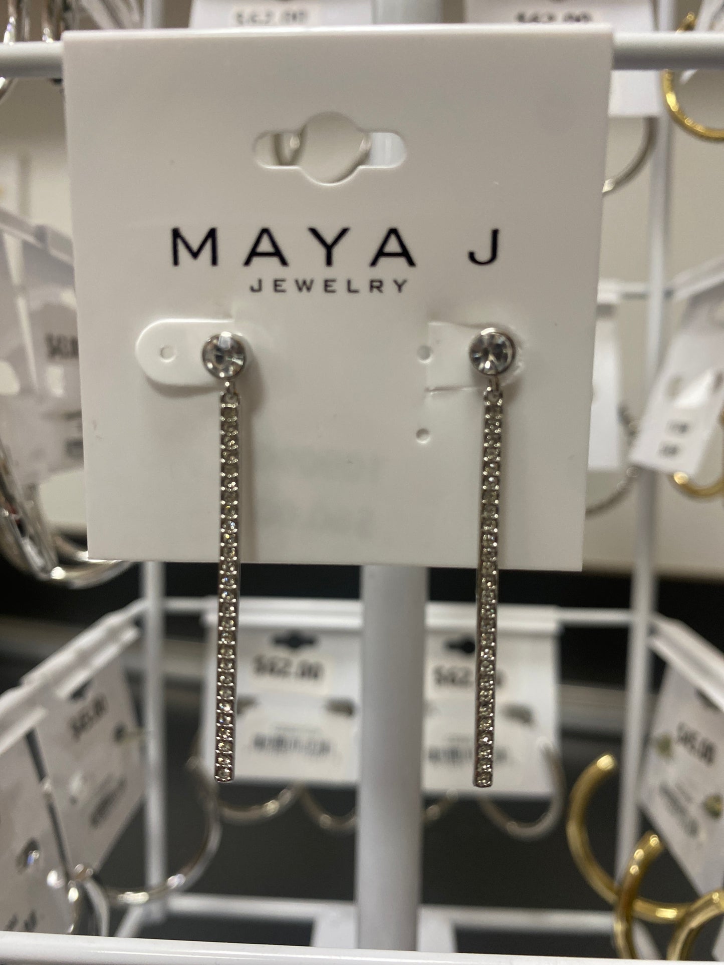 CRYSTAL BAR EARRINGS - SLVR