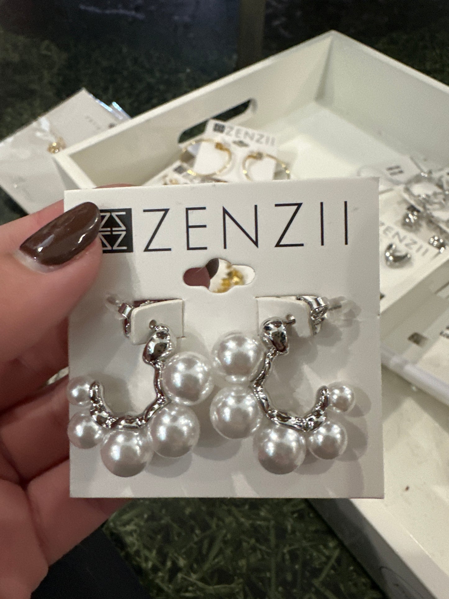 SILVER PEARL HOOP EARRINGS