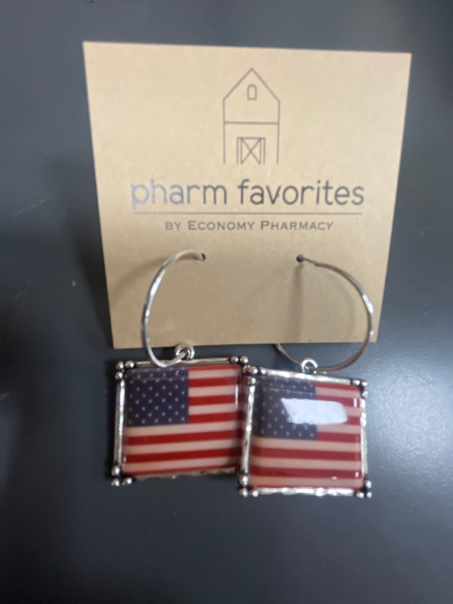 AMERICAN FLAG HOOP & CHARM EARRINGS