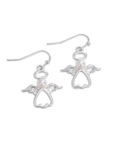 SILVER ANGELS WITH PEARLS EARRINGS