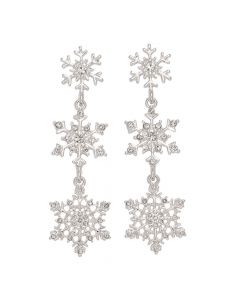 3 SILVER SNOWFLAKES WITH CRYSTAL EARRINGS
