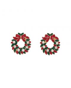 CHRISTMAS WREATH WITH CRYSTALS EARRINGS