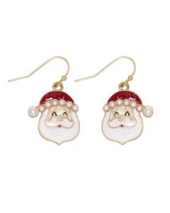 SANTA HEADS WITH PEARL CAP EARRINGS