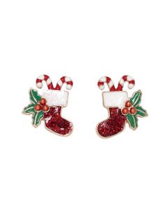 GLITTER STOCKINGS WITH HOLLY EARRINGS
