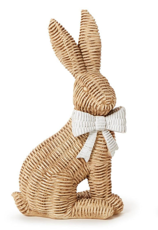WICKER WEAVE PATTERN EASTER BUNNY WITH BOW