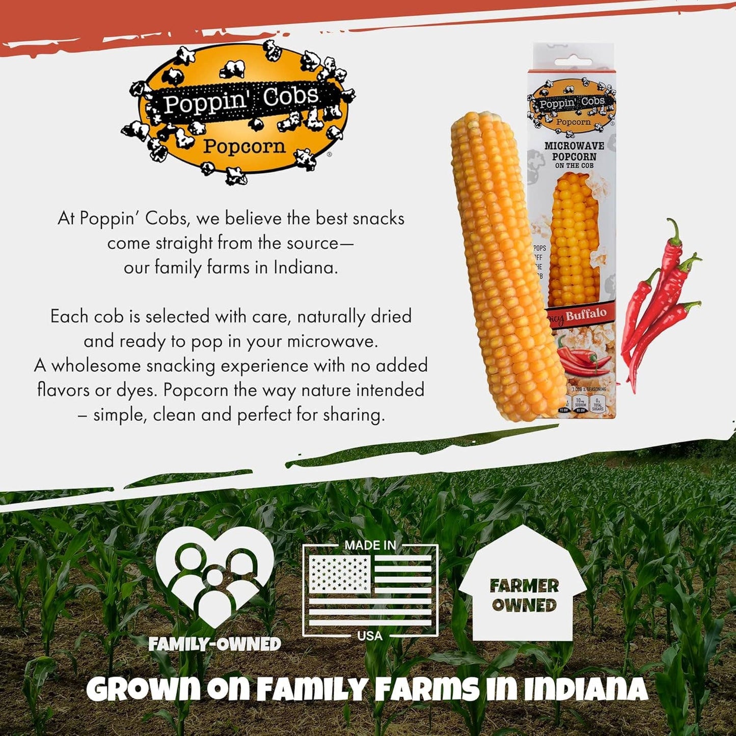 Popcorn on the Cob with Spicy Buffalo Seasoning