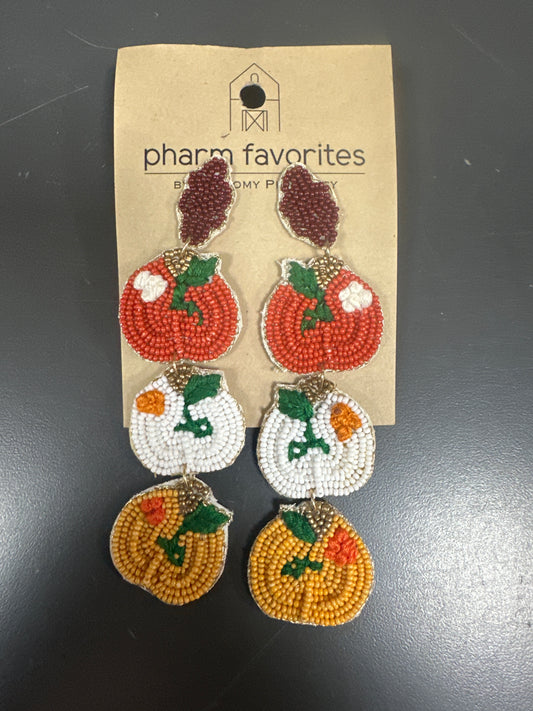 BEADED CASCADING PUMPKINS WITH VINE EARRINGS