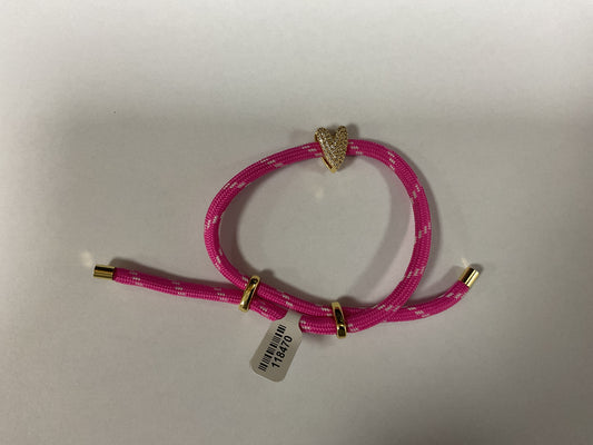 CORD BRACELET WITH PAVE HEART SLIDE CHARM