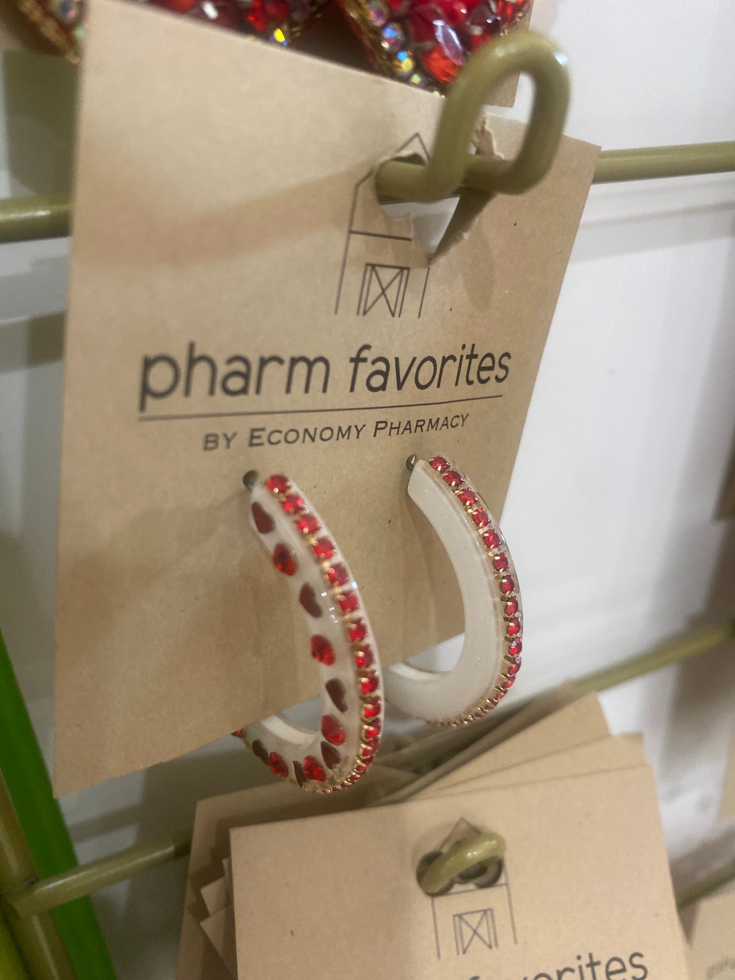DINNER DATE HOOP EARRINGS - RED RHINESTONES