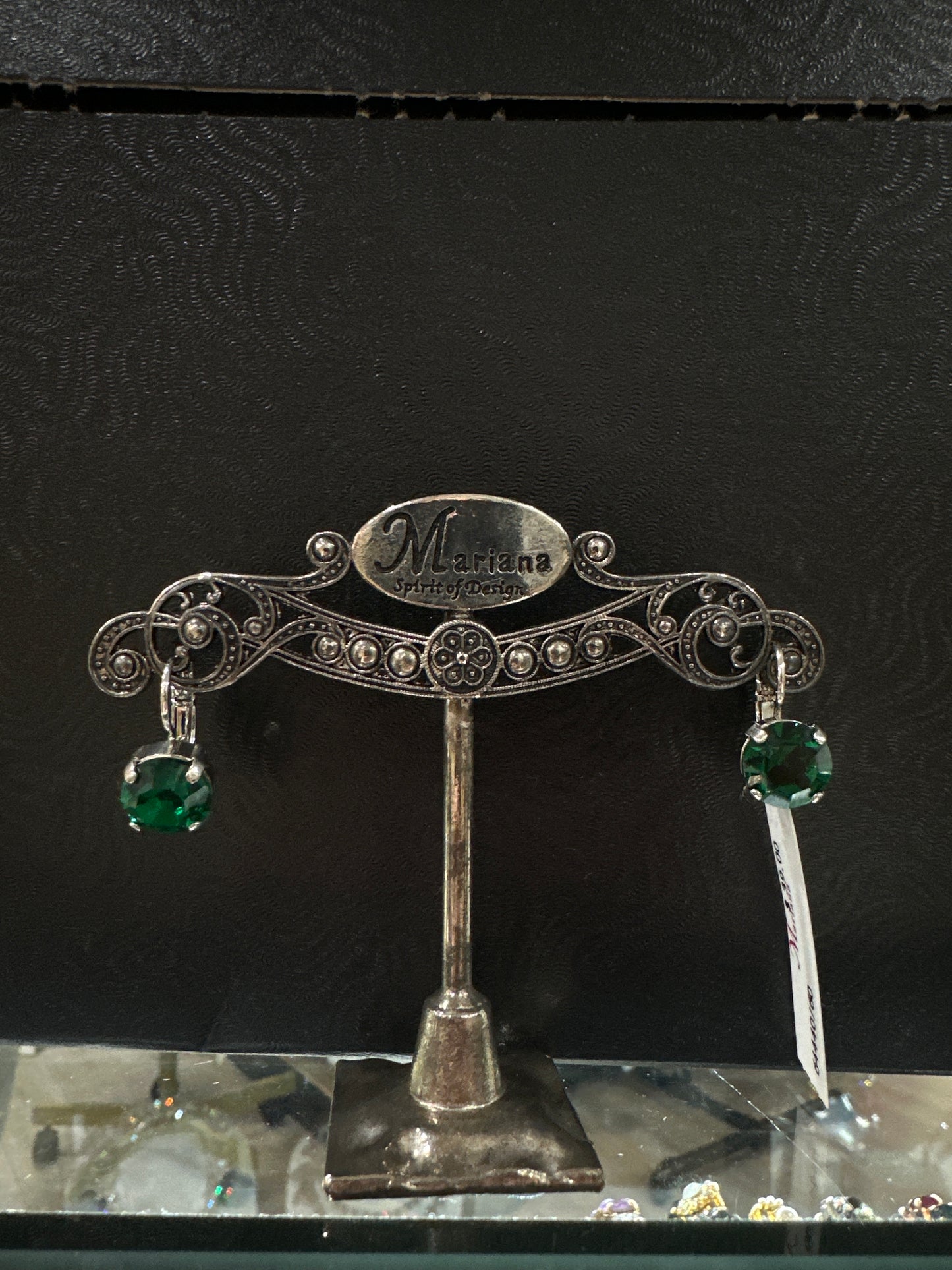 MARIANA EARRINGS - SLVR - LG GREEN CRYSTAL