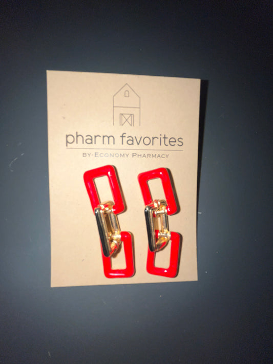 GAME DAY LINKS EARRING - RED/BLACK/GOLD