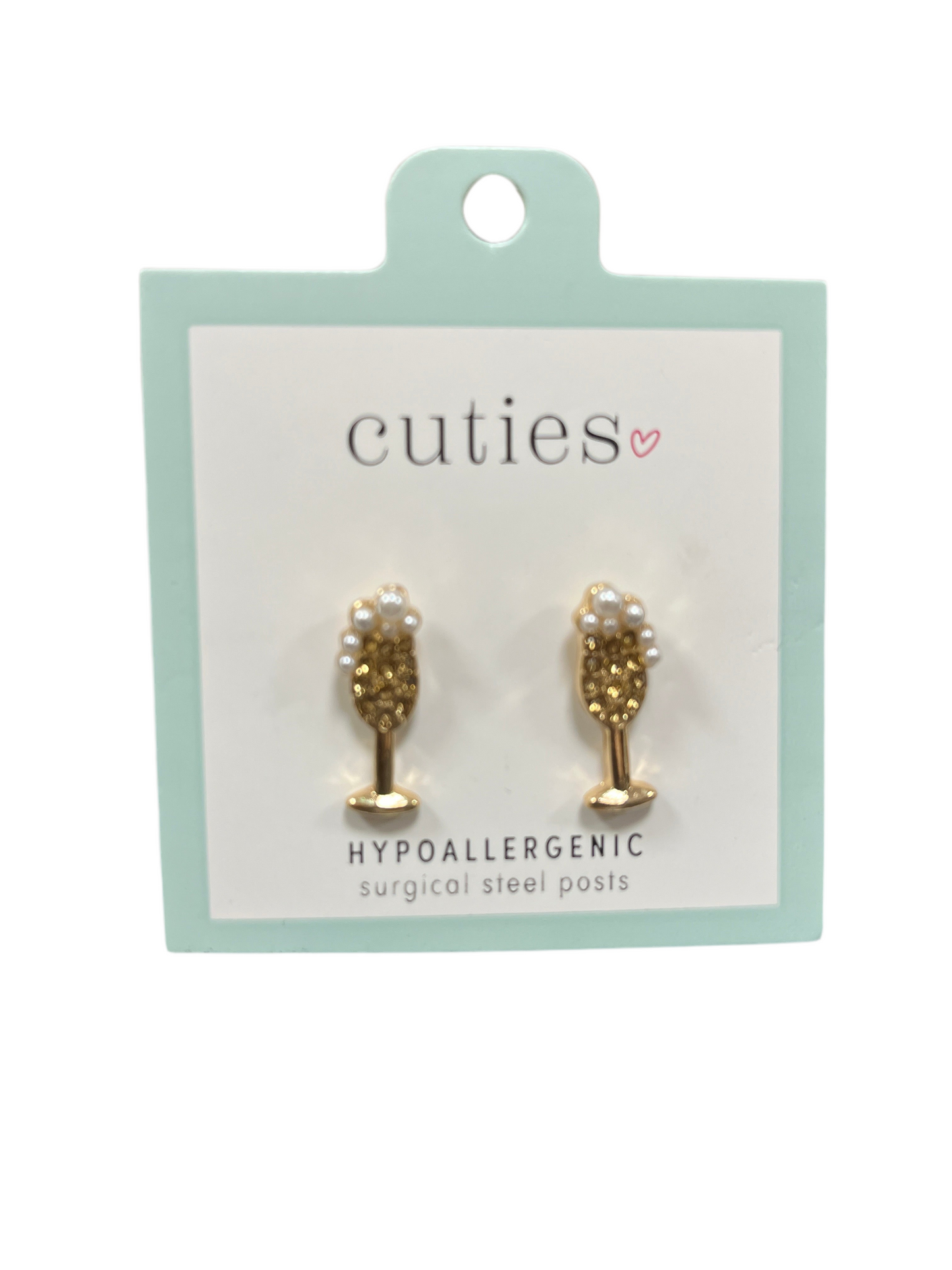 GOLD CHAMPAGNE FLUTE EARRINGS