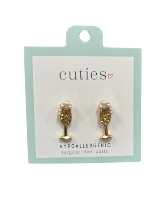 GOLD CHAMPAGNE FLUTE EARRINGS