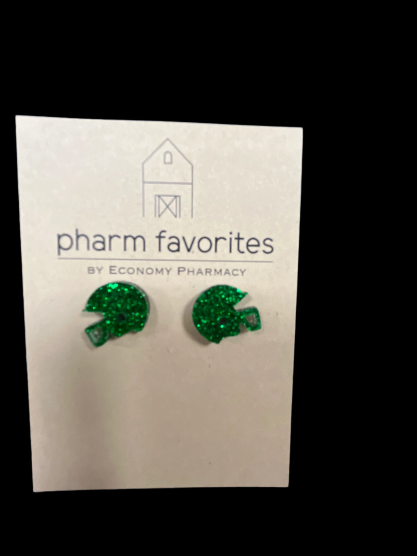 GLITTER ACRYLIC FOOTBALL HELMET STUD EARRINGS